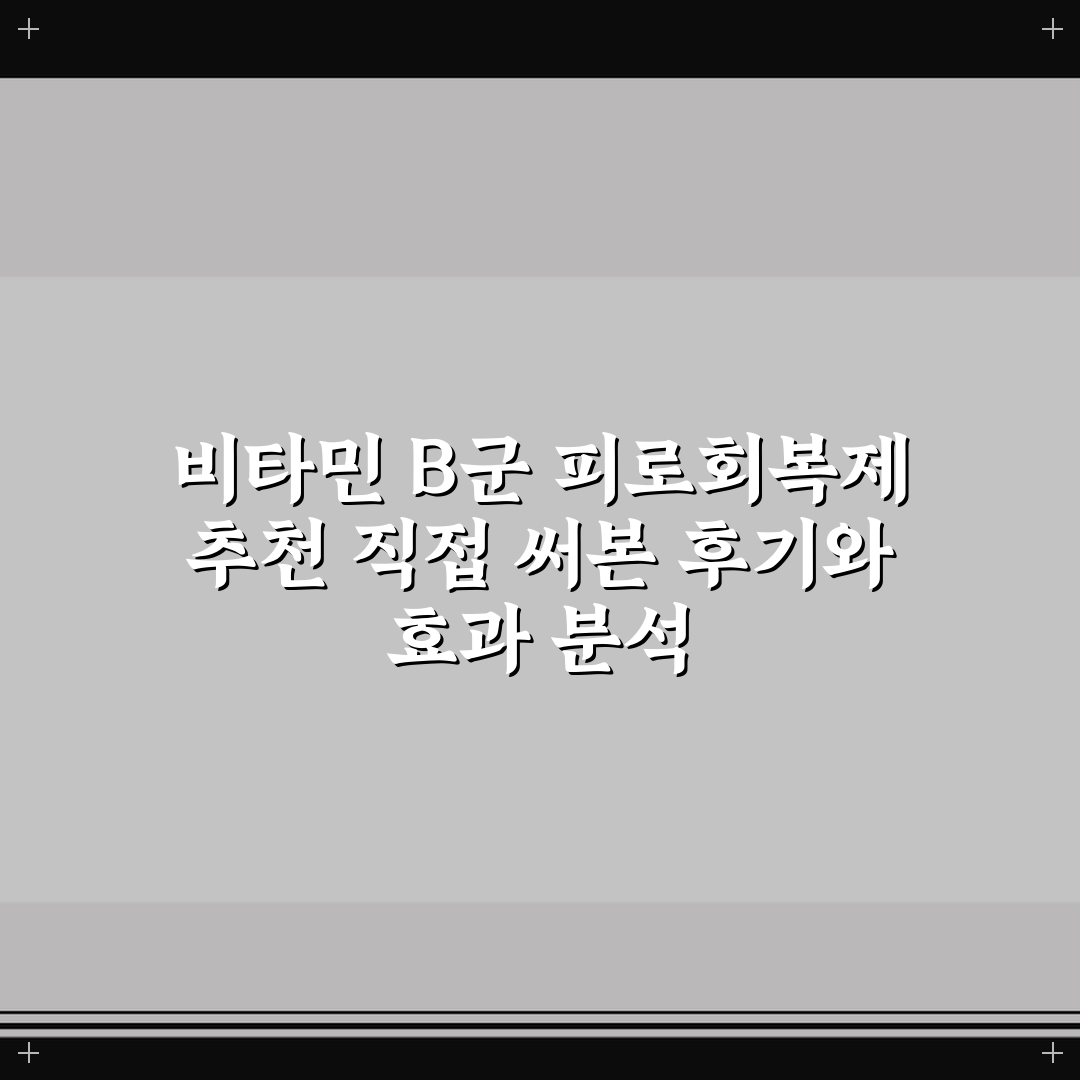 비타민 B군 피로회복제 추천 직접 써본 후기와 효과 분석