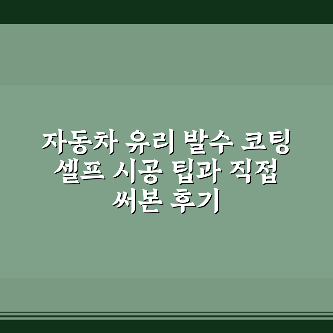 자동차 유리 발수 코팅 셀프 시공 팁과 직접 써본 후기