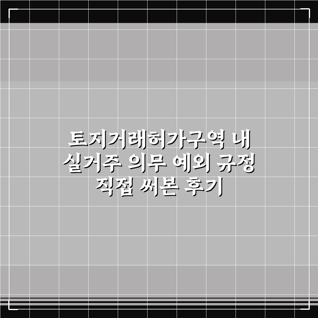 토지거래허가구역 내 실거주 의무 예외 규정 직접 써본 후기