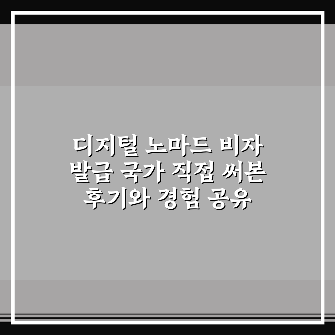 디지털 노마드 비자 발급 국가 직접 써본 후기와 경험 공유