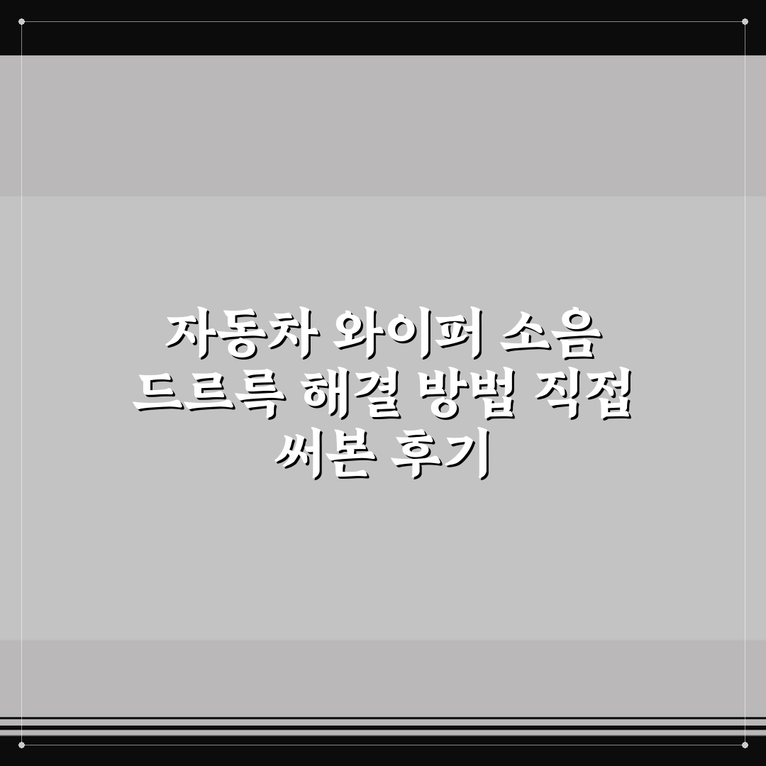 자동차 와이퍼 소음 드르륵 해결 방법 직접 써본 후기