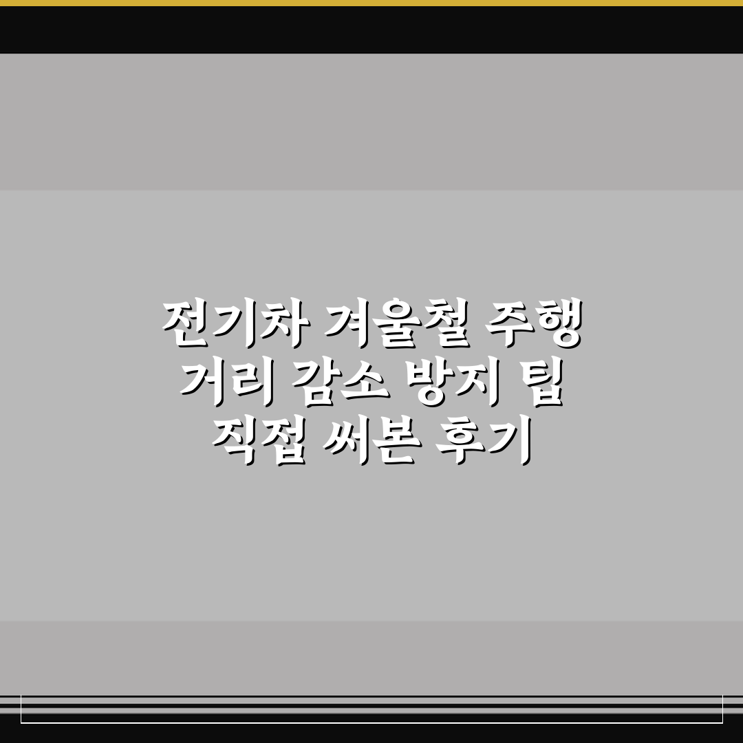 전기차 겨울철 주행 거리 감소 방지 팁 직접 써본 후기