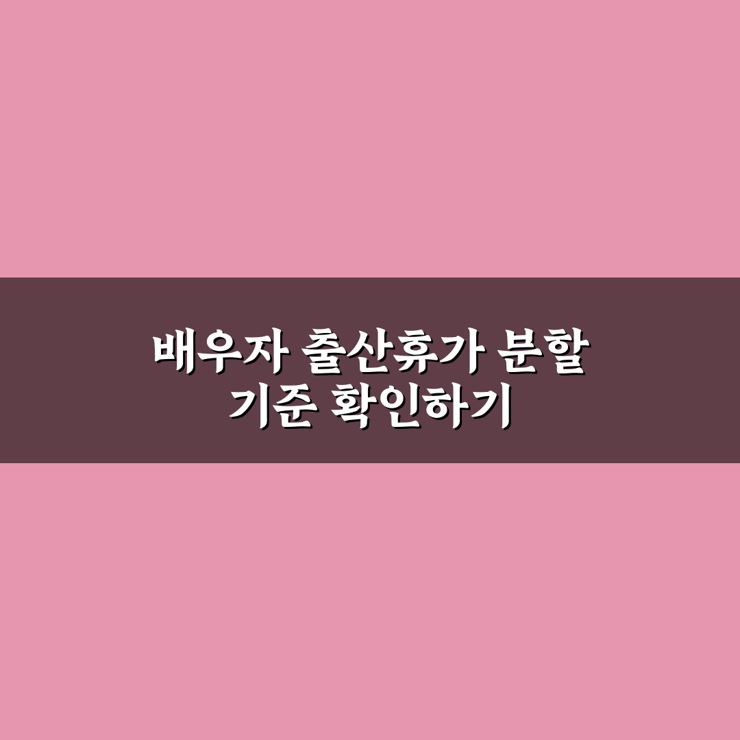 배우자 출산휴가 분할 기준과 활용 가이드 총정리