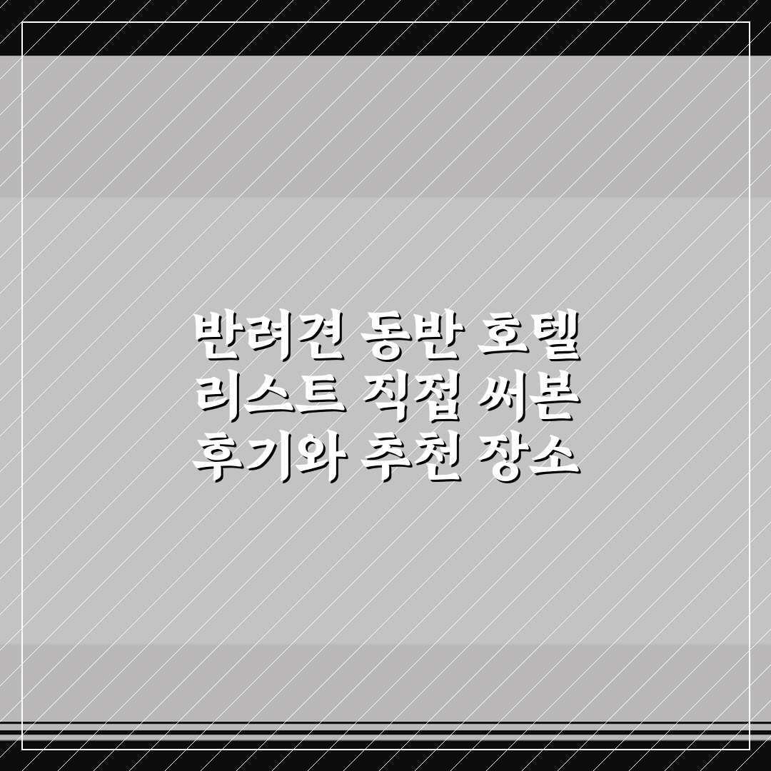 반려견 동반 호텔 리스트 직접 써본 후기와 추천 장소